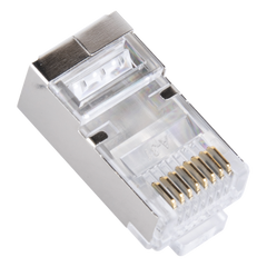 Bote con 100 Plugs Pass Through RJ45 Cat6 Blindado Chapado de Oro a 30 Micras para Durabilidad Extrema