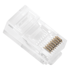 Bote con 100 Piezas de Plug Modular RJ45 Cat5e sin Blindaje, Chapado de Oro a 30 Micras para Durabilidad Extrema