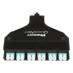 Cassette de Fibra Óptica SFQ QuickNet™ de 6 Adaptadores LC Dúplex (12 Fibras) a MPO, Para Fibra Multimodo OM4, Método A, Color Negro