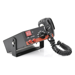 Sirena Vehicular de 100W de Potencia, Con Switch Giratorio de 6 posiciones, Micrófono de Uso Rudo e Interconexión a Radio