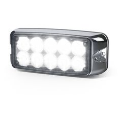 Luz de Advertencia de 10 LED, Rojo/Claro, 5x2 Pulgadas, Lente Transparente, Bisel Cromado