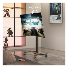 Soporte Móvil para Pantalla | Compatibilidad VESA 200x200 hasta 600x400 / Ruedas con Frenos / Ajuste de Altura y Ángulo / Soporte para TV de hasta 55 Pulgadas / Capacidad de Peso 35 kg