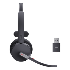 Auriculares híbridos mono Yealink WH64 edición MS/ Adaptador DECT y auriculares con Bluetooth integrado/ Cancelación de ruido con 3 micrófonos/ Alcance inalámbrico de 150 m