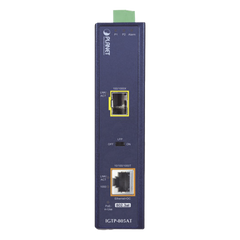 Convertidor de Medios PoE Industrial, Puerto SFP 1000BASE-SX/LX a Puerto RJ45 Gigabit con Salida PoE 802.3at (Hasta 30 W).