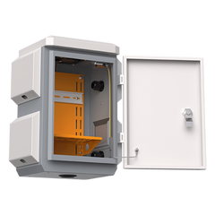 Gabinete de Acero Ventilado para Exterior 180 x 340 x 160 mm con Rieles DIN y 4 Placas Laterales para Montaje de Equipos por Fuera
