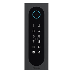 Control de Acceso Slim Akuvox A08S / Aluminio y Vidrio Templado / IP65 & IK09 / Capacidad para 20,000 Tarjetas / Métodos de Acceso Multi (QR, Bluetooth, PIN, RFID) / Soporta Wiegand / 1 Salida de Relay