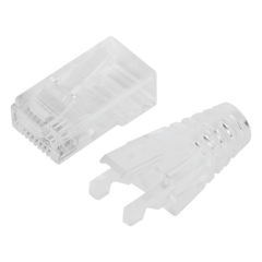 Bote con 50 Plugs Pass Through RJ45 Cat6 sin Blindaje, con Alivio de Tensión Incluido, Chapado de Oro a 30 Micras para Durabilidad Extrema