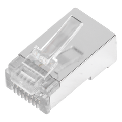 Bote con 100 Plugs Pass Through RJ45 Cat5e Blindado, Chapado de Oro a 30 Micras para Durabilidad Extrema