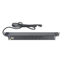 Multicontacto Horizontal (PDU) de 6 Contactos (NEMA 5-15R) Rack 19" 1UR. Voltaje Entrada/Salida: 120Vca/15A