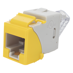 Jack Ultramax Cat6, UTP, Montaje Híbrido en Placa de Pared (Plano y Angulado), Color Amarillo, Punch Down