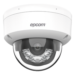 Domo IP 4 Megapixel / Lente 2.8 mm / Dual Light (30 mts IR + 30 mts Luz Blanca) / Micrófono Integrado / Antivandálico IK08 / Motion Detection 2.0 / Exterior IP67 / H.265 / PoE / ONVIF / Micro SD