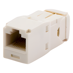 Conector Jack RJ45 Estilo TG, Mini-Com, Categoría 6, de 8 Posiciones y 8 Cables, Color Blanco Mate