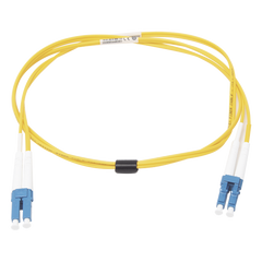 Jumper de Fibra Óptica Monomodo (OS2), XGLO, Riser, LC/UPC-LC/UPC Duplex, OFNR, Color Amarillo, 1 Metro (3.28 Pies)