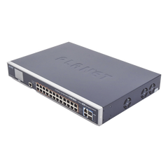 Switch Administrable L3, 24 puertos Gigabit PoE 802.3bt, 2 puertos 10G SFP+, Pantalla Tactil, Fuente Redundante, (600W)
