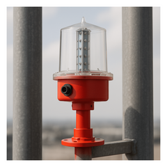 Luz de Obstrucción 110 VCA con Poste, de Aviación LED de Baja Intensidad (Tipo B), Certificación ICAO, Protección IP66 y Alta Durabilidad para Torres y Estructuras