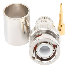 Conector BNC Macho de Anillo Plegable para RG-8/U, LMR-400, 9913, CNT-400, Níquel/ Oro/ Teflón.