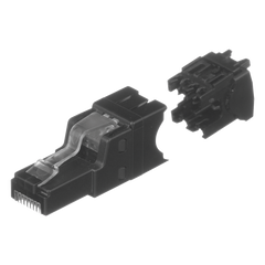 Plug RJ45 UTP, Instalación Recta, Terminación en Campo Certificable, Compatible con Cat5e, Cat6 y Cat6A, Color Negro