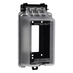 Caja Protectora de Contactos para Exterior / Policarbonato de Alto Impacto / Protección NEMA 3R / 127V 15A 60Hz / Tapa Transparente Base Negra / Resistente a Intemperie UV