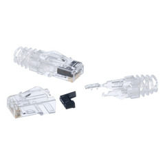 Plug RJ45 Cat6 de 3 Piezas, Para Cable UTP de Calibre 23-24 AWG, Chapado en Oro de 50 micras, Paquete de 100 Piezas
