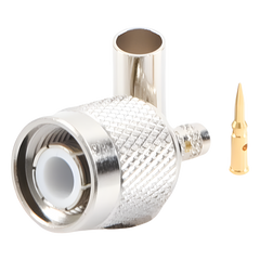 Conector TNC Macho de Anillo Plegable para Cables RG-58/U, RG-142/U, LMR-195, Níquel/ Oro/ Teflón.
