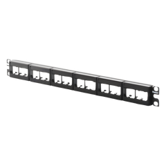 Panel de Parcheo Modular Mini-Com (Sin Conectores), Plano, Sin Blindaje, Con Etiqueta y Cubierta, de 24 Puertos, 1UR
