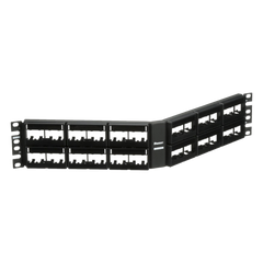 Panel de Parcheo Modular Mini-Com (Sin Conectores), Angulado, Sin Blindaje, Con Etiqueta y Cubierta, de 48 Puertos, 2UR