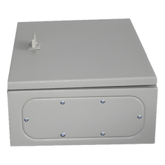 Gabinete de Acero IP66 Uso en Intemperie (250 x 300 x 150 mm) con Placa Trasera Interior Metálica y Compuerta Inferior Atornillable (Incluye Chapa y Llave T).