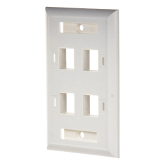 Placa de Pared de 4 Puertos, Keystone, con Espacio para Etiqueta, Color Blanco