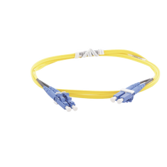 Jumper de Fibra Optica Monomodo 9/125 OS2, LC-LC Duplex, OFNR (Riser), Color Amarillo, 1 Metro (3.28 Pies)