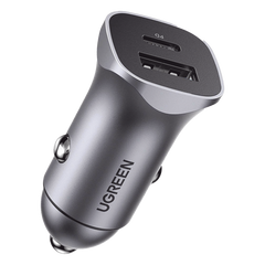 Cargador de Auto 30W | 2 Puertos USB-A y USB-C | Carga Rápida | Compatible con Vehículos de 12 y 24 VCD | PD3.0, QC4.0, SCP, PPS | Indicador Led | Diseño Compacto | Chip Inteligente | Caja de Aluminio