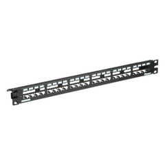 Panel de Parcheo Modular Mini-Com (Sin Conectores), Plano, Totalmente Blindado, de 24 Puertos, 1UR