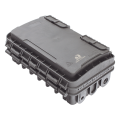 Caja de Distribución de Fibra Óptica para 24 Empalmes, con 8 acopladores SC/APC simplex, Exterior IP65, Color Negro