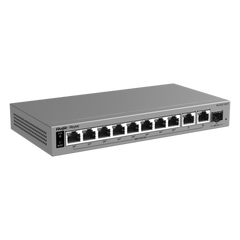 Switch PoE Gigabit Smart Cloud-Managed / 11 Puertos / 8 Puertos PoE+ 120 W / 1 Puerto SFP Uplink / Capa 2 / Diseño Sin Ventilador / Protección 6 kV / Gestión Cloud de por Vida / Metal