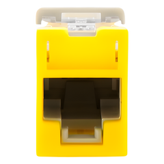 Jack Ultramax Cat5e, UTP, Montaje Híbrido en Placa de Pared (Plano y Angulado), Color Amarillo, Punch Down