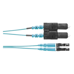 Jumper de Fibra Optica Multimodo 50/125 OM3, LC-SC Duplex, OFNR (Riser), Color Aqua, 2 Metros (6.56 Pies)