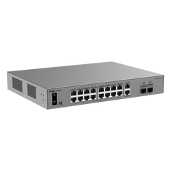 Switch Smart Cloud Managed PoE+ Capa 2 / 20 Puertos Gigabit / 16 Puertos PoE+ 250 W / 2 SFP 1G / Switching 40 Gbps / Forwarding 29.76 Mpps / Protección 6 kV / Gestión Cloud Ruijie / Metal / Rack