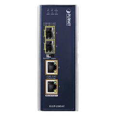 Convertidor de Medios Industrial de 2 Puertos SFP 100/1000X a 2 Puertos RJ45 10/100/1000T 802.3bt PoE++