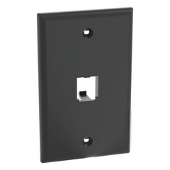Placa de Pared Vertical Clásica, Salida Para 1 Puerto Mini-Com, Color Negro