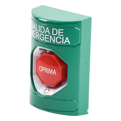 Botón de Salida de Emergencia , Texto en Español, Acción Mantenida, Girar para Restablecer, LED de iluminación