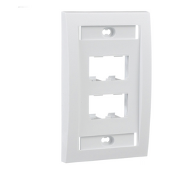 Placa de Pared Vertical Ejecutiva, Salida Para 4 Puertos Mini-Com, Con Espacios Para Etiquetas, Color Blanco