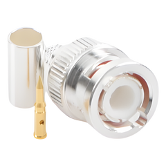 Conector BNC Macho de Anillo Plegable para Cable LP-142, LP-195, LMR-195, RG-58/U, RG-142/U, Plata/Oro/Teflón.
