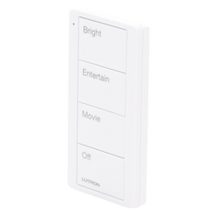 Control Pico inalámbrico de 4 botones con escenas grabadas para sala (Bright, Entertain, Movie y Off), compatible con Caseta Wireless y RA2 Select, blanco brillante