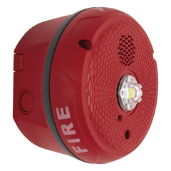 Sirena con Lámpara LED Estroboscópica / Montaje en Techo / Nivel de Candelas Seleccionable / Color Rojo / Nuevo Diseño Moderno y Elegante / Menor Consumo de Corriente / Uso exterior