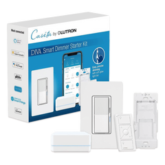 Kit de inicio Caseta Wireless con hub, atenuador de pared Diva de 150 W LED o 600 W incandescente sin neutro, control Pico, tapa y adaptador de pared, compatible con Apple HomeKit