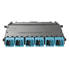 Cassette HD Flex Para 12 Fibras Multimodo OM4, de MPO a 6 Conectores LC Duplex, Color Aqua