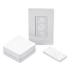 Kit de inicio Caseta Wireless con hub Smart Bridge, atenuador de pared, control Pico y placa Claro para controlar la iluminación desde la app Lutron