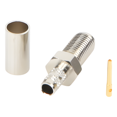 Conector SMA Hembra de Anillo Plegable para Cable RG-58/U, Niquel/ Oro / Teflón.
