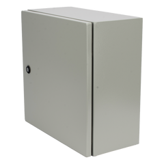 Gabinete de Acero IP66 Uso en Intemperie (400 x 400 x 200 mm) con Placa Trasera Interior de Metal y Compuerta Inferior Atornillable (Incluye Chapa y Llave PST407)