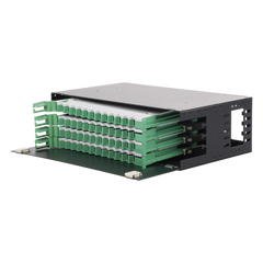 Distribuidor de Fibra Óptica con Bandejas Deslizables, Vacío, 19 Pulgadas (48.26 cm), Acepta 48 Adaptadores LC Duplex o LC Simplex o 48 SC Simplex, 3U
