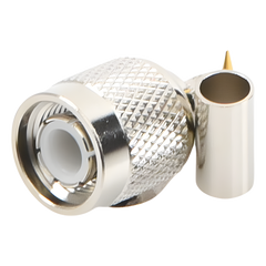 Conector TNC Macho de Anillo Plegable para Cables RG-58/U, LMR-195, Níquel/ Oro/ Delrin.